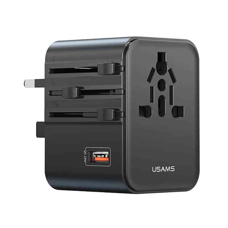 Usams CC309 25W Dual Type-C + USB Universal Travel Charger