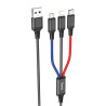 Hoco X76 3-in-1 iP+Type-C+Micro Charging Cable