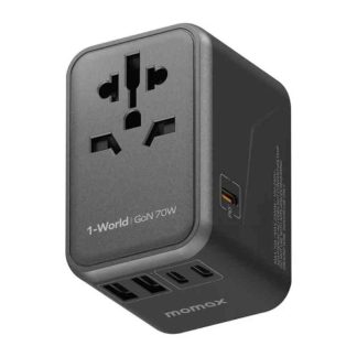 Momax UA8A 1-World 70W GaN 5 Ports + AC Travel Adapter