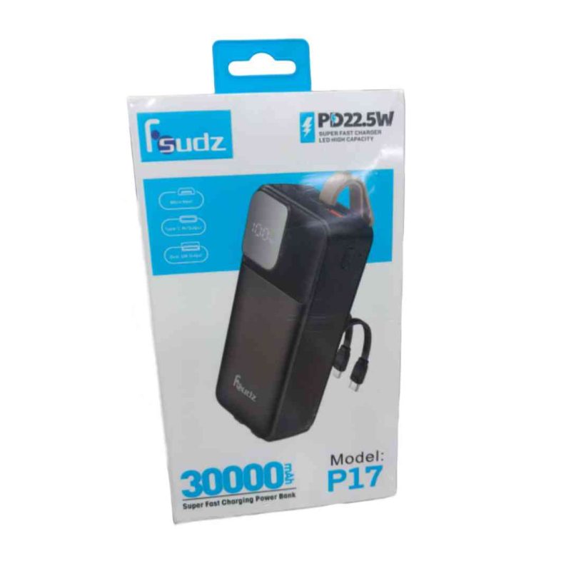 Fsudz P17 PD22.5W 30000mAh 2 Cables Fast Charging Power Bank