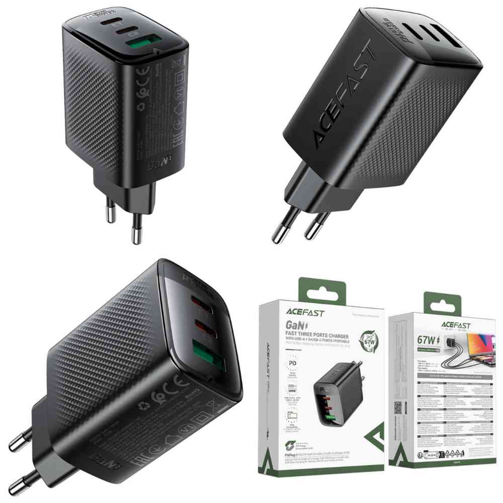 AceFast A108 PD67W GaN 3-Ports Fast Charger