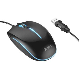 Hoco GM37 2400DPI Gaming Luminous Wired Mouse (Black)