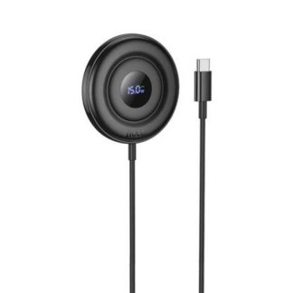Hoco CW61 15W Ultra-thin Magnetic Wireless Charger With Digital Display (Black)