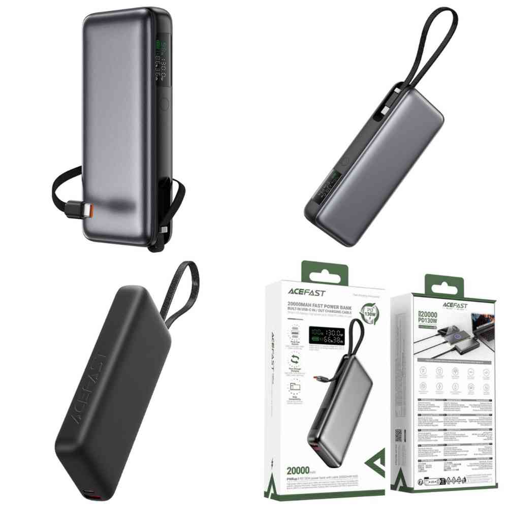 AceFast M22 PD130W 20000mAh Fast Charging Power Bank With USB-C Cable