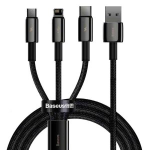 Baseus Tungsten Gold 3-in-1 USB To M+L+C 3.5A Fast Charging Data Cable