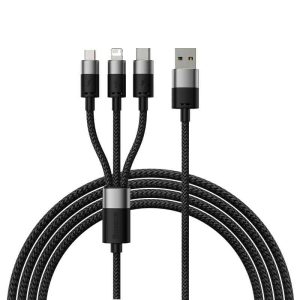Baseus StarSpeed 3-in-1 USB To M+L+C Fast Charging Data Cable