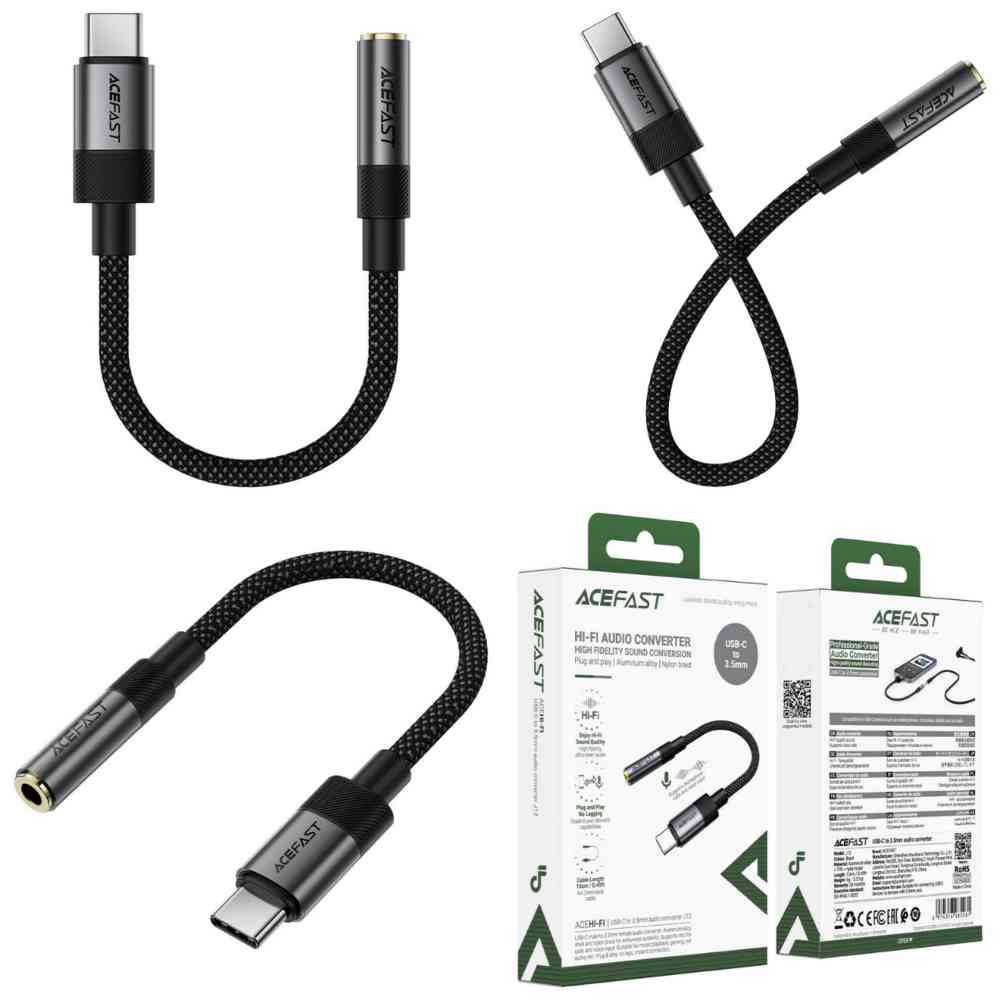 AceFast J12 USB-C To 3.5mm HiFi Audio Converter Adapter