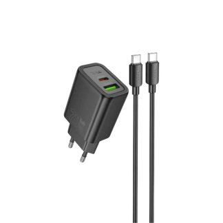 Hoco N61 PD 20W Dual Port Fast Charger With Type-C To Type-C Cable