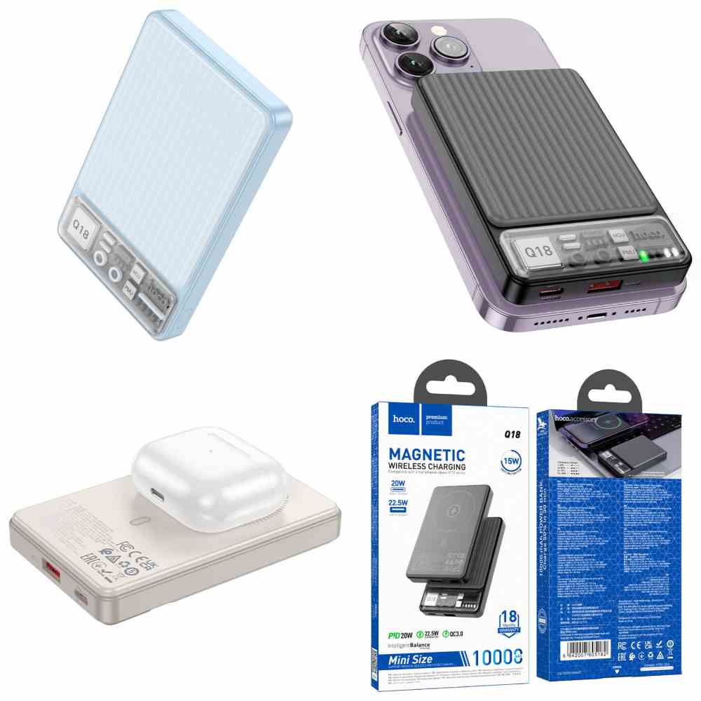 Hoco Q18 22.5W 10000mAh Magnetic Wireless Charge Power Bank